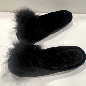 INC International Concepts Faux Fur Poof Pom Pom Slippers sz 9-10 NIB